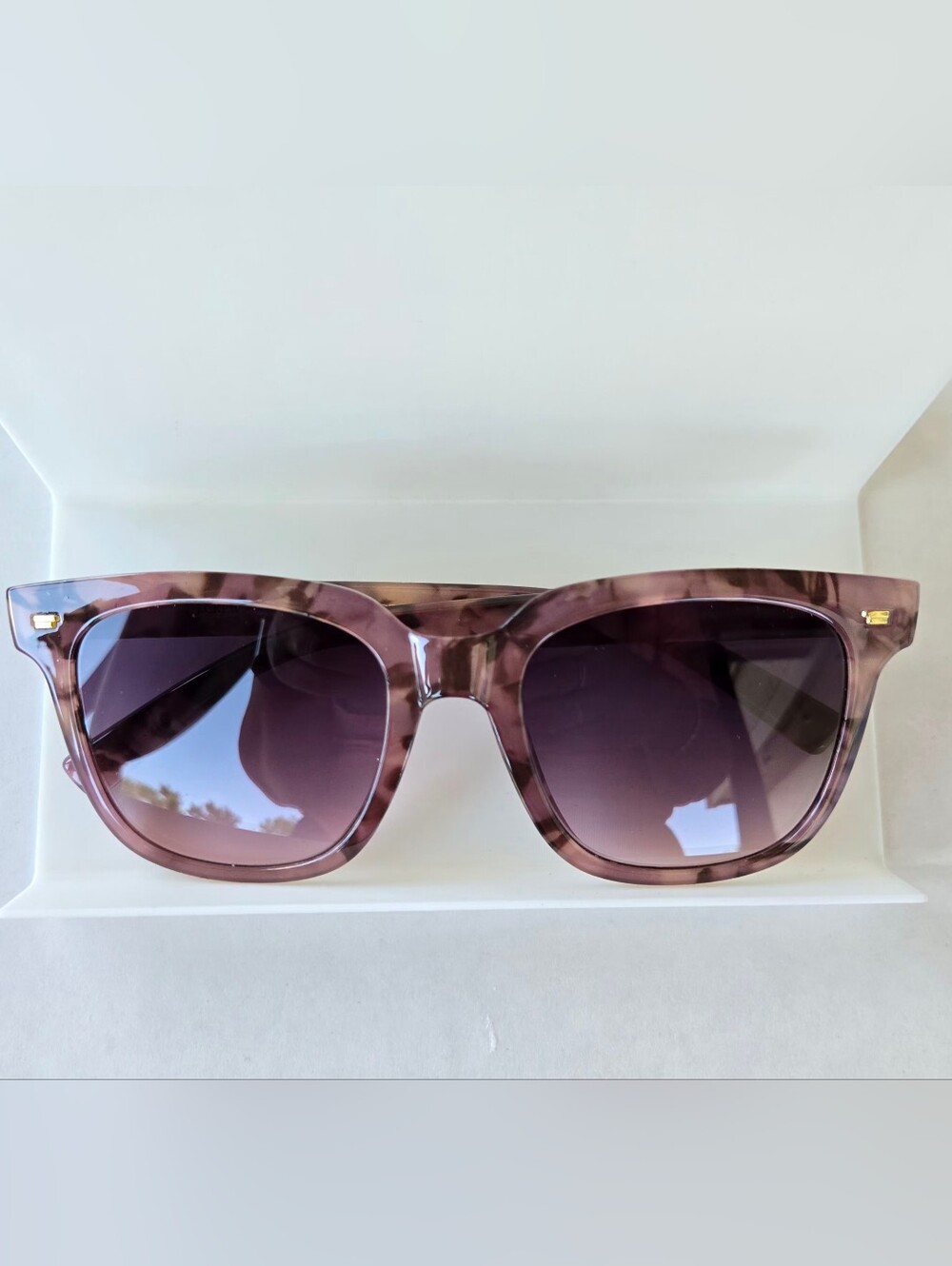 J.CREW Pink Square Tortoiseshell Oversized Sunglasses With Matching Pouch - Picture 2 of 6